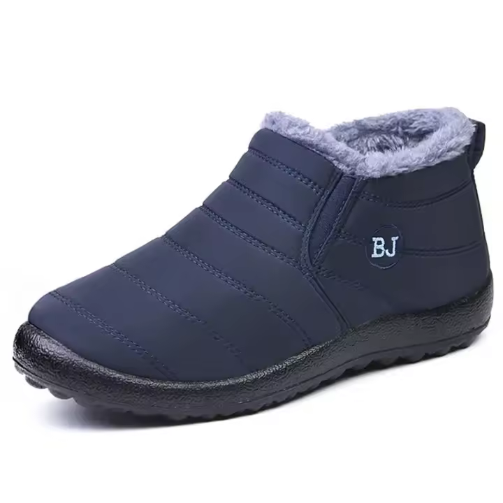 Botas De Invierno Impermeables Para Hombres Nuevas 2025 Plush Negro Botas De Nieve De Tobillo Calientes Para Parejas Con Pluma Y Suela De TPU - 1