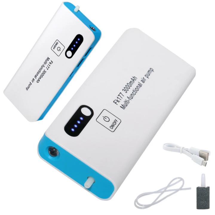 Bomba De Oxígeno Portátil Para Pesca Y Acuario Con Linterna 3000mAh USB Para Tanque De Peces Aerator USB De Plástico