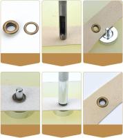 203PCs Estuche de lápices Ojales de metal Costura de ojales Kit de ojales de metal de 12mm Ojal Herramientas de reparación de ojales para tienda Lona Bolsa de lona de cuero Cortina de ropa DIY-Oro plata - details 2
