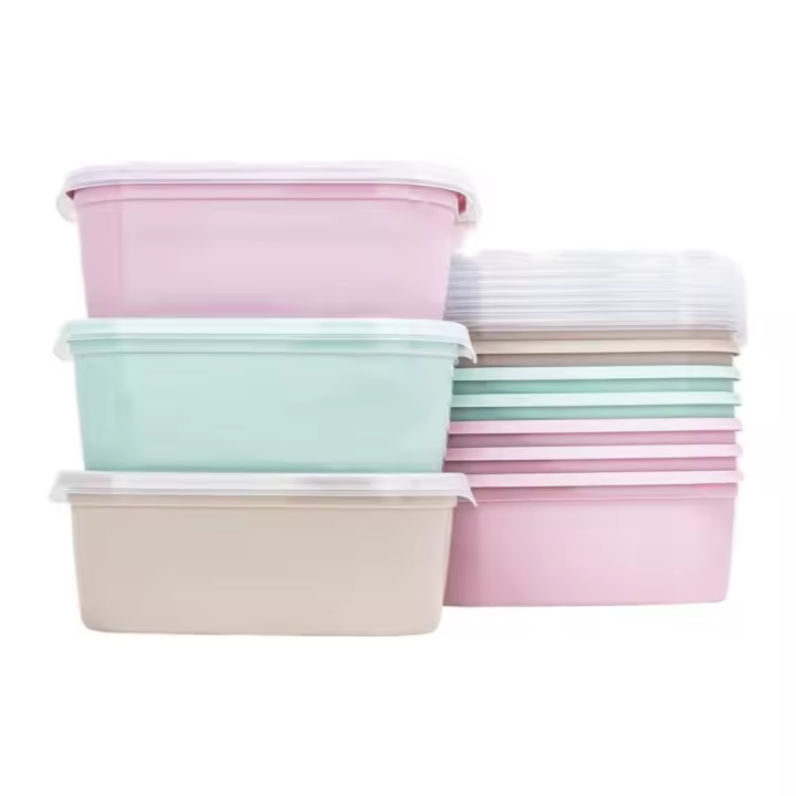 HOGUITA-Pack de 12 Recipientes de Plástico con Tapa en Color Surtido, Recipientes Reutilizables para Comida y Alimentos Sin BPA, Juegos de Tupper Plasticos para Alimentos, Fiambreras Aptas para Microondas, Congelador y Lavavajillas - 1