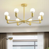 Lámpara Colgante Vintage LED Oro Negro Con 6/8 Bombillas Luz De Techo Moderna Para Decoración Del Hogar Sala De Estar - details 3