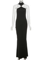 Vestido Maxi Sin Mangas De Halsk Para Mujer Kliou Estilo Clásico De Cuello Alto Alta Calidad Polyester Spandex Vestidos Elegantes Para Noche - details 8