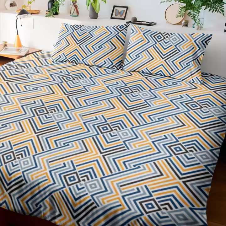 SANSY - Juego funda nórdica + 2 fundas de almohada Ares para cama de 150. Algodón, poliéster, lino. - 1