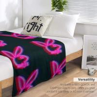 Manta Grande Tamaño Extra Plush Suave Y Cálida De Poliéster Neón Rosa Con Patrón Casero Para Adultos Estilo Americano - details 5