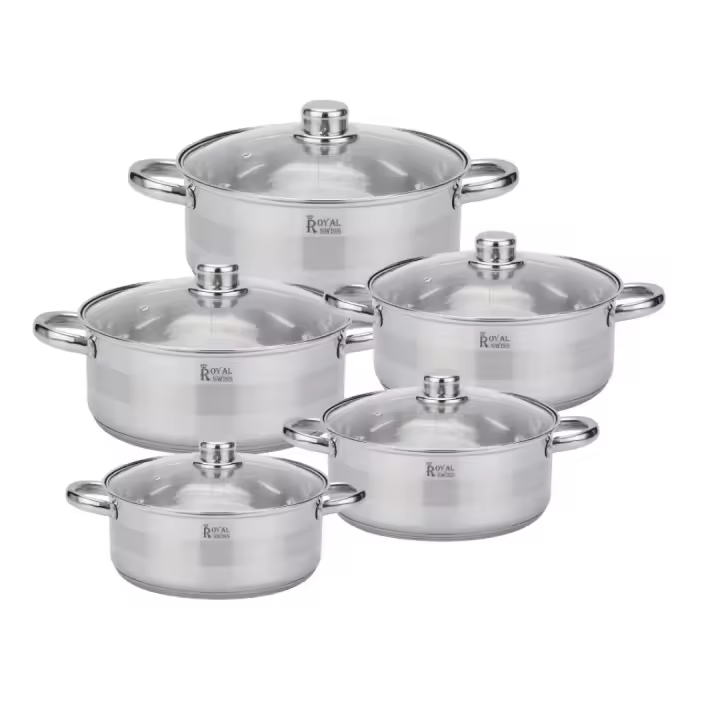 Juego De Ollas 10 Piezas - Acero Inoxidable + Tapas De Vidrio. Apto Para Todo Tipo De Cocina - INDUCCION - SHIRO - 1