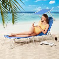 Tumbona plegable portátil de aluminio para playa y piscina California Tumbonas de Aluminio, Mueble de Jardín, Parasol, Respaldo Ajustable, Exterior Patio Terraza Playa 188*56cm - details 5