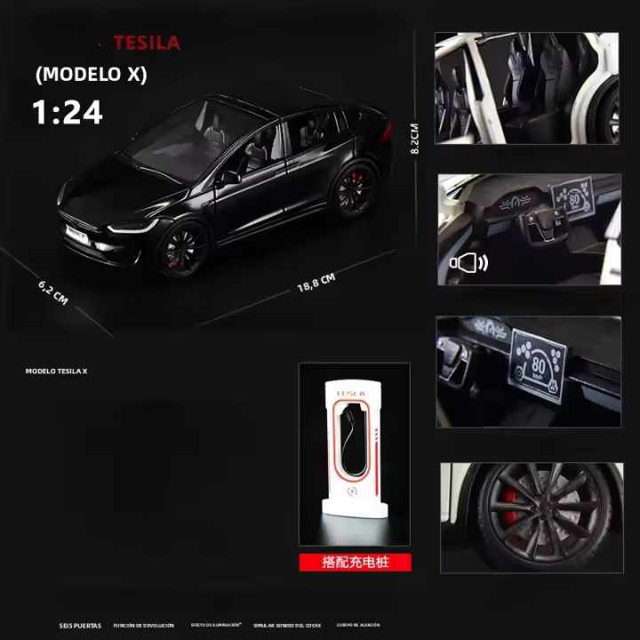 Coche De Colección a Escala 1:24 Con Sonido Y Luz Aleación De Metal Juguete De Retroceso Para Niños Regalo De Decoración C292 - 1