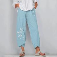 Pantalones bombachos Holgados de Lino y Algodón para Mujer, pantalón informal, Talla Grande, Verano, Fashion Irregular, informal, High Belt, elástico Belt, rectos, suelta, pantalones Cargo de Verano para Mujer - details 18