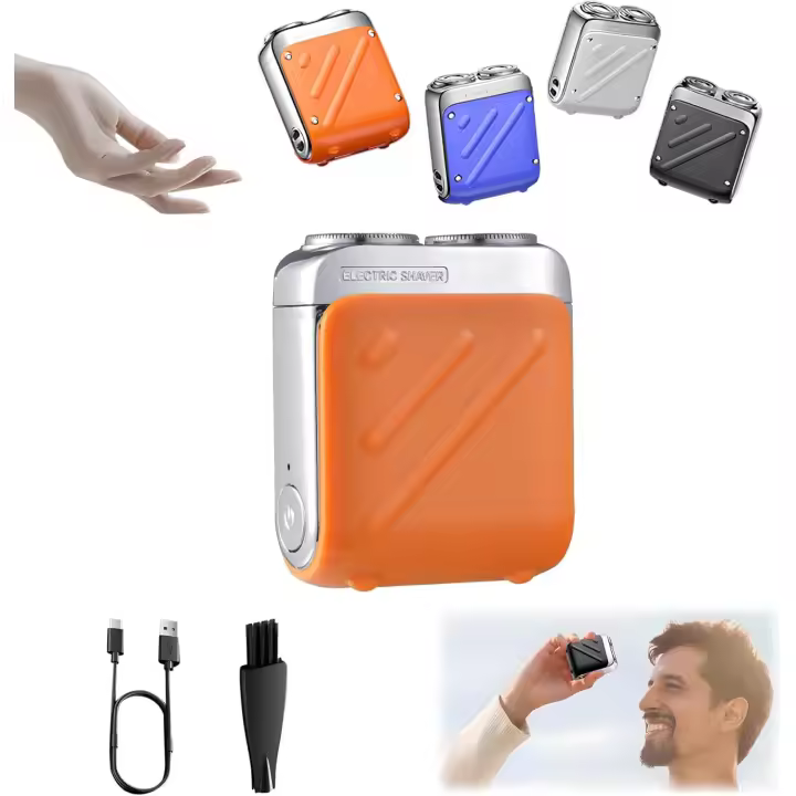 Afeitadora eléctrica para equipaje R-12, mini afeitadora portátil con diseño de maleta, recargable por USB con un solo botón, de larga duración, ideal para viajes en casa (negra) - 1