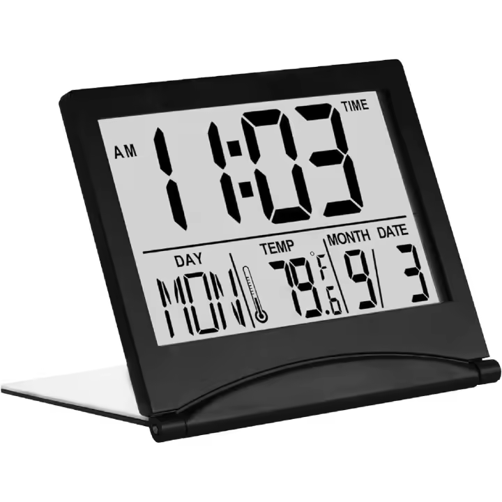 Reloj digital LCD Alarma de viaje plegable - Reloj de esritorio-Reloj digital with Indicación de Día, fechado y temperaturas - 1