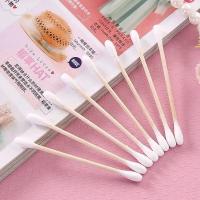 500Pcs/1000pcs Sticks De Maquillaje De Algodón Con Cabeza Doble Y Madera Disponibles Para El Día a Día Uso Individual Para Limpieza De Oídos - details 4