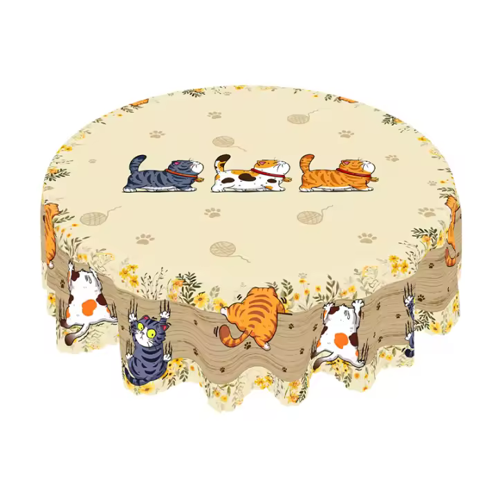 Mantel De Poliéster Con Diseño De Gatitos Y Patas Perfecto Para Cocinas Comedor Patios Estilos Modernos Impermeable - 1