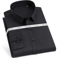 Camisa Social Para Hombre De Calidad Alta Anti-Arrugas Con Cuello En V Y Botones Larga Manga Para Oficina Y Negocios Blanco Ajustada - details 5