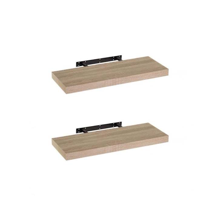 Set de 2 estantes de pared flotantes en tono natural de 60x24 cm