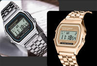 Reloj Digital Elegante Para Mujer En Oro Y Plata De Acero Inoxidable Reloj De Pulsera Electrónico Para Negocios Y Hombres - details 2