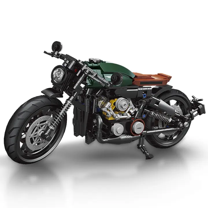 Conjunto De Bloques De Construcción De Motocicleta Clásica 1:8 Para Niños Y Adultos Juguete Técnico De Ciudad Racer 600+ Piezas Regalo Ideal - 1