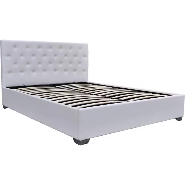 Cama doble con cofre "Tino" - 160 × 200 cm - Blanco - 1