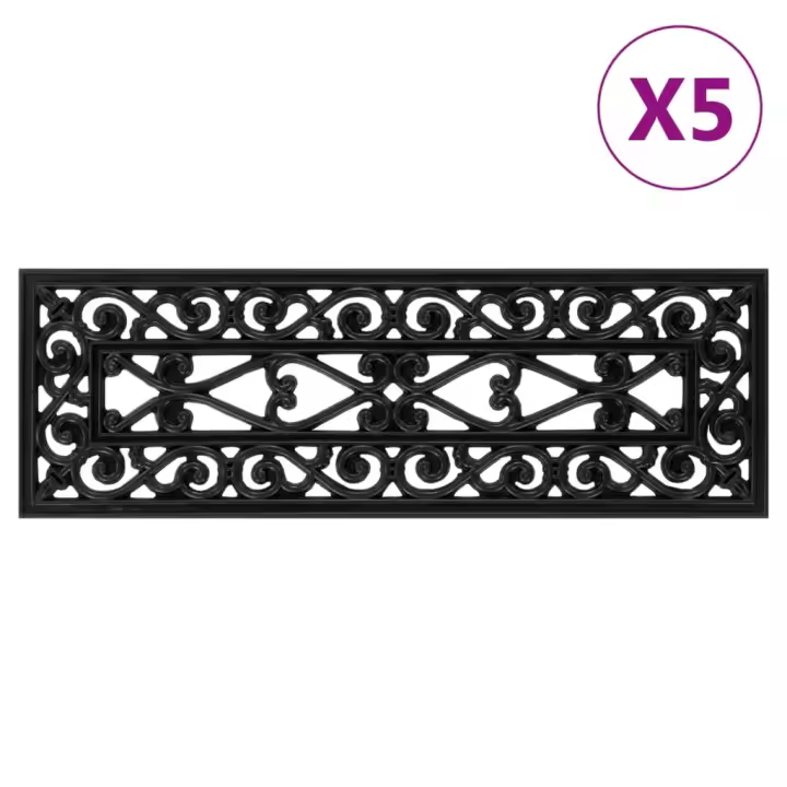 vidaXL Alfombrillas de escalera de goma 5 uds 25x75 cm - 1