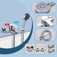 BIT Grifo de bañera con ducha de 5 funciones, grifo de bañera cromado con soporte de pared y manguera de ducha de 150 cm para ducha de baño, Griferia para Baño Completo - details 7