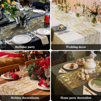 Mantelera Dorada Para Boda Y Fiestas Decoración De Mesa Con Malla De Oro Y Lentejuelas Plateadas Roll Thinn Thin Para Mesa De Comedor - details 13
