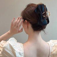 Pinza De Cabello De Satén Negro Para Mujer Estilo Elegante Y Sencillo Accesorio De Verano Para El Cabello En La Parte Superior De La Cabeza - details 3