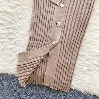 Vestido De Punto Para Mujer REALEFT Otoño Invierno Con Cinturón Cuello Polo De Mano Sola Manga Larga Ajuste Cintura Alta Vestido De Trabajo - details 22
