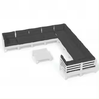 VIDAXL 3097014 set de muebles de jardín de madera de pino color blanco y gris antracita 11 piezas - 1