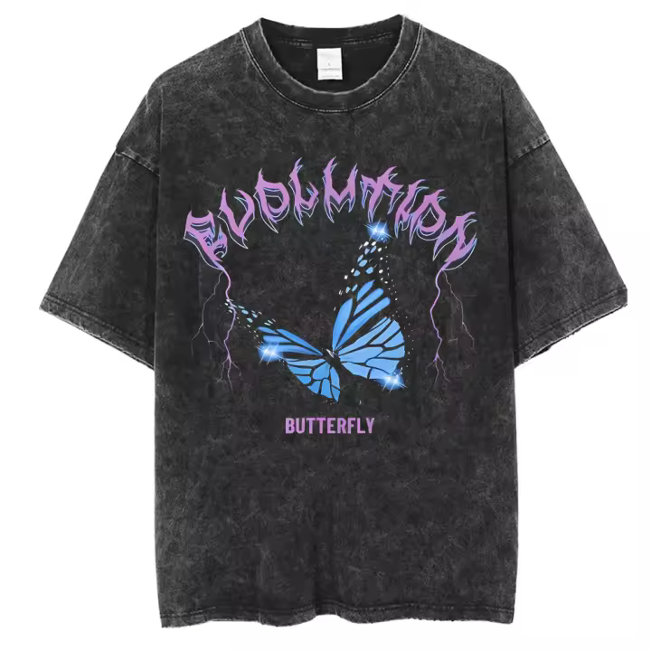 Camiseta Vintage Lavada Para Hombres Estilo Hip Hop Retro Punk Harajuku Y2k Algodón Manga Corta Casual Top De Verano - 1