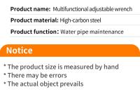 Juego De Llaves De Dos Manos Ajustable Multifuncional De Acero Al Carbono Para Tubería Universal Herramienta Manual De Grip - details 8