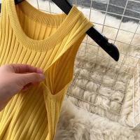 Vestido Midi Bodycon A-Line De Mujer Sin Mangas Patchwork Tejido Long Sundress Malla Elástica Estilo Callejero Verano 2024 - details 14