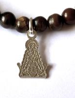 pulsera piedra natural ojo de tigre y virgen del Rocío fabricada en plata de primera ley-40ycuatrojoyeria - details 0