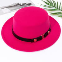 Sombrero Fedora Estilo Hepburn Para Mujer Versátil Retro Británico De Lana Jazz Top Flat Con Hebilla De Cinturón Para Otoño E Invierno - details 11
