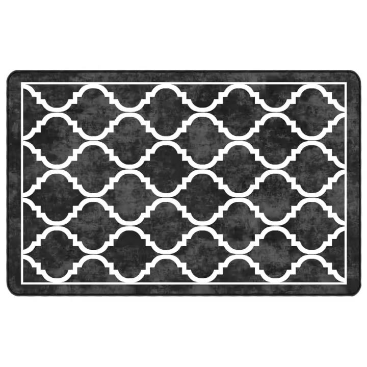 vidaXL Alfombra lavable antideslizante multicolor 190x300 cm Color Gris,  Blanco y negro,  Gris y blanco y mas Alfombras de área  Alfombra de Piso para Sala de Estar Dormitorio Habitación Salón - 1