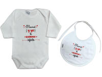 Body , Babero ó Pack de Body+Babero para bebé con frase : " Mamá y Yo Te Queremos Infinito " REGALO BEBES REGALO PAPÁS Papá Madre - details 0