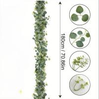 Guirnalda De Hojas De Eucalipto Artificiales Verdes Con Flores Y Bayas Blancas 1pc Decoración Para Bodas Y Fiestas En Casa - details 7