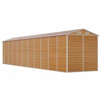 Caseta de jardín acero galvanizado marrón claro 191x895x198 cm Decoración de muebles de jardín al aire libre - details 6
