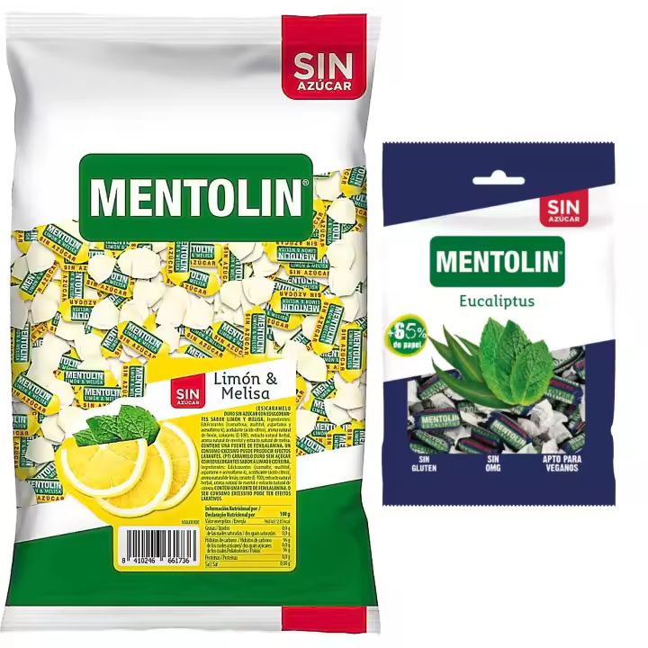 Mentolín caramelos duros limon melisa s/a bolsa 1kg y de regalo eucaliptus s/a bolsa 100g - 1