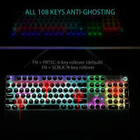 Teclado Mecánico AULA F2088 Retro Punk Con Teclas Redondas Para Gaming Compatible Con PC Laptop Tablet 104 Teclas Cableado RGB Retroiluminación - details 3