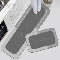 2pc Alfombras De Piso De Velours Cristal Absorbentes Antideslizantes Para Cocina Alfombras De Suelo Fáciles De Cuidar Y Limpieza - details 2