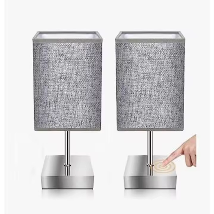 Lámpara de Mesita de noche de 2 piezas, lámpara de Mesa regulable, Brillo de 3 NIVeles, 2 bombillas E14 - 1