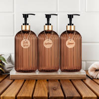 3PCS Botellas De Detergente Para Baño De 500ml De Color Ambar Refillables Ideal Para Shampoo Condicionador Y Gel De Baño - details 2