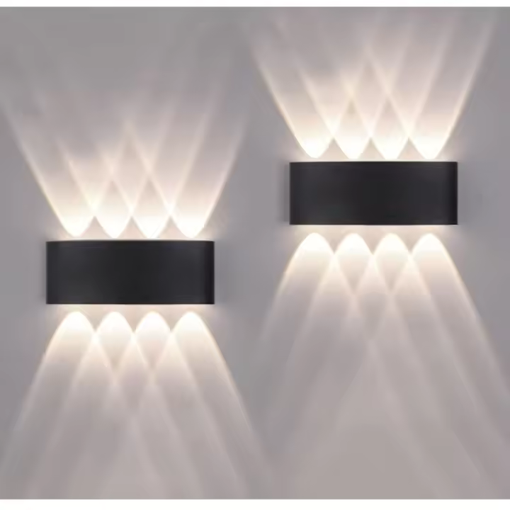 Lámpara de Pared Exterior/Interior LED Aplique Pared 16W 1600LM ip65 impermeables up and down lámparas de pared de aluminio modernas que brillan arriba y abajo(Negro 4500k luz natural). 1 Unidad - 1