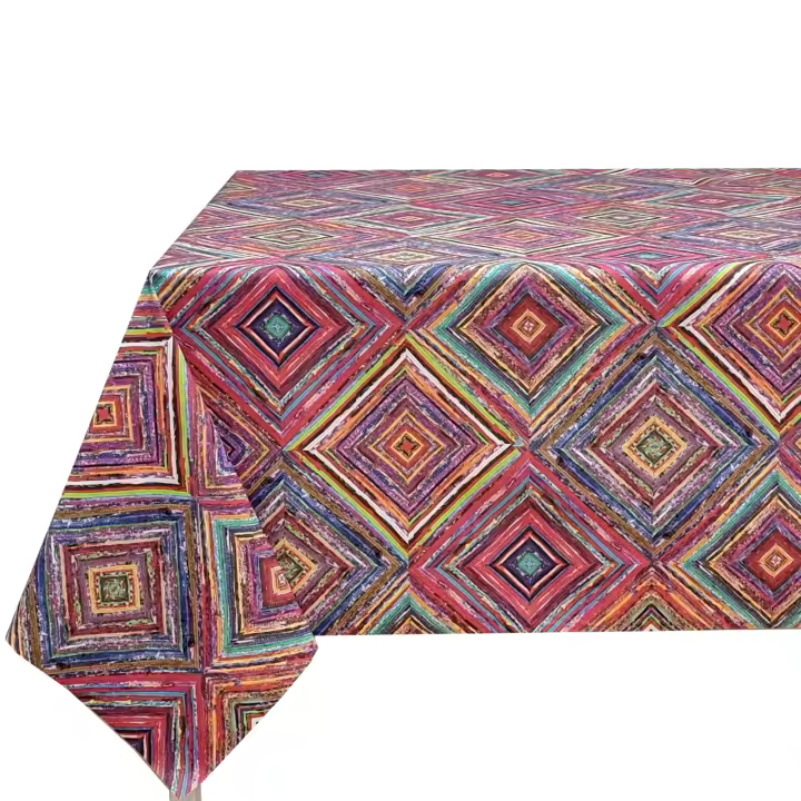 Mantel de tela antimanchas, Rectangular, Fácil de limpiar, Lavable, Impermeable, Ideal para interior y exterior,Modernos, Rejilla de diamante,Multicolo,DAE63 MixtureI - 1