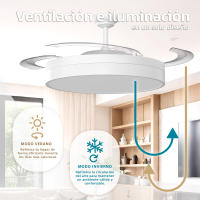 Ventilador de Techo Retráctil con Luz LED  72W CCT Regulable, Motor DC Silencioso de 6 Velocidades, Control Remoto, Ø1070mm – Ventilador de Techo Moderno para Salón, Dormitorio, Oficina ostark-LEDUNI - details 2
