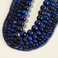 Piedra Natural Dicha Color Azul Tigre Ojo Redonda Perlas De Piedra Preciosa Para Hacer Joyas Pulsera Collar Accesorios 15'' - details 3