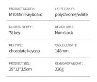 Teclado M70 Slim Con Cable APAYADO Mini Teclado De Colores Brillantes Con Keycaps Transparentes Y Sonido De Click Bass RGB Para Desktop Laptop Tablet - details 6