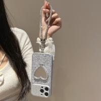 Funda De Teléfono Brillante Con Corazón Y Cordón Para iPhone 17 pro Max 16 Con Soporte Espejo Y Correa Protectora De Material TPU Diseño De Amor - details 12