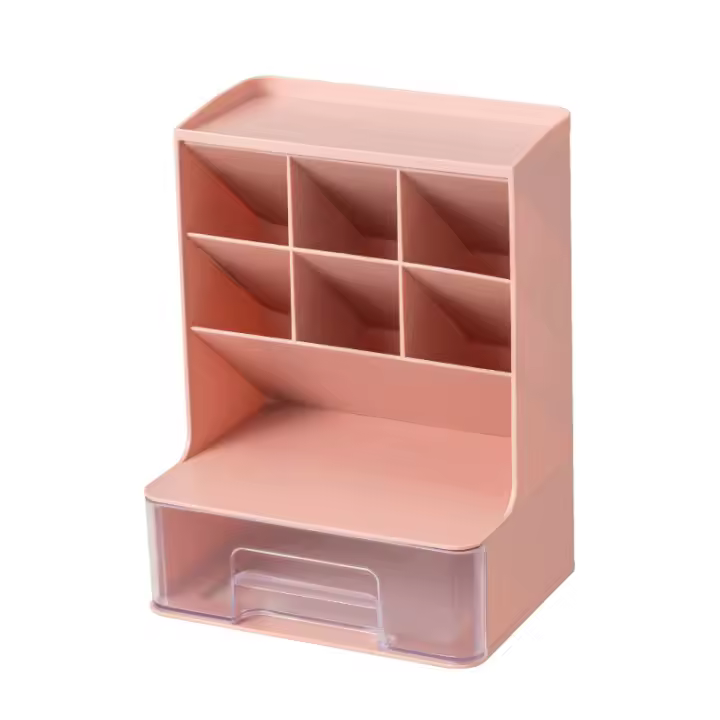 Organizador De Escritorio Con Portarretratos Oblicuo Estuche De Almacenamiento De Lujo En Plástico Multifuncional Para Oficina Y Estudiantes - 1