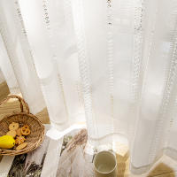 Cortina Blanca Sencilla Y Transparente Con Patrón Geométrico Estilo Bohemio Japonés Para Decoración De Habitaciones Con Bolso De Percha - details 0