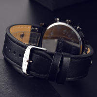 Reloj De Pulsera De Cuarzo Analógico Para Hombres Con Correa De Cuero Moda Casuística Redonda Para Negocios - details 7